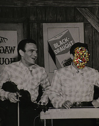 The Art Guys (Michael Galbreth and Jack Massing). 2008.
      "Black Draught." Glitter on found photograph