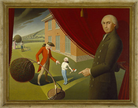 Grant Wood. 1939. "Parson Weems' Fable." Oil on canvas