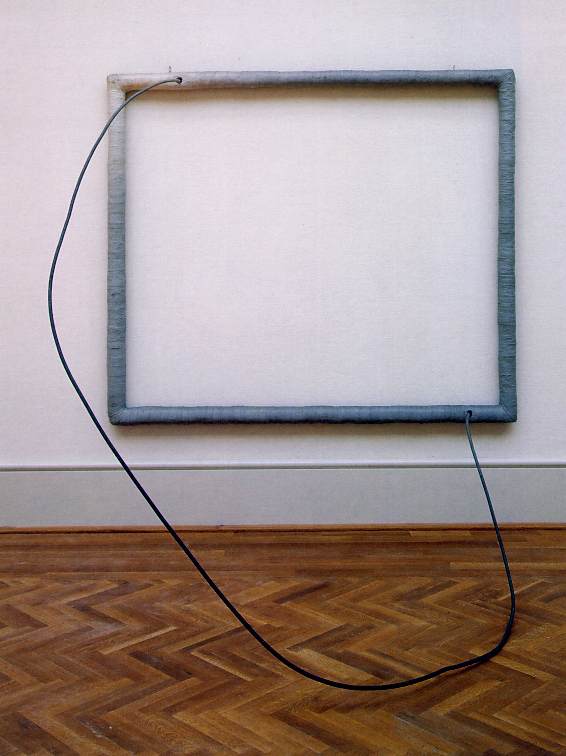 Eva Hesse. 1966. "Hang up." Acrylic, cord, cloth, wood, steel
